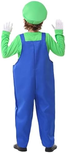 Halloween Kids Plumber Costume Set with Hat Gloves and Mustache