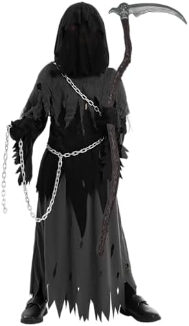 Glowing Eyes Grim Reaper Costume for Boys Halloween