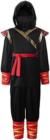 ReliBeauty Kids Ninja Costume Black Red 1