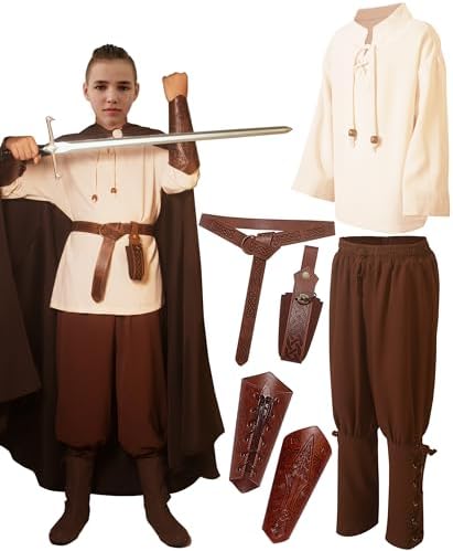 Feliardin Kids Medieval Costume Set for Boys 4-12Y