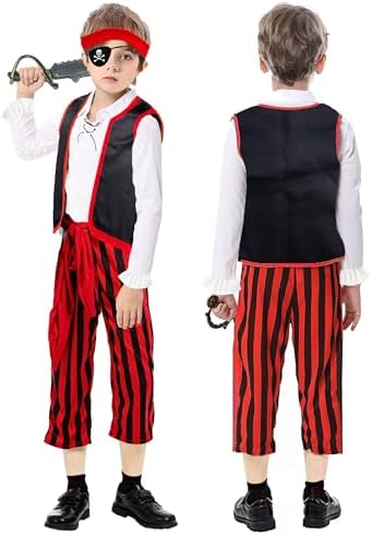 Pirate Kids Costume Boys Pirate Outfit Halloween Party Set