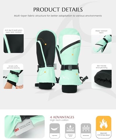 Caracaleap Warm Winter Ski Gloves for Men and Women - Waterproof and Durable