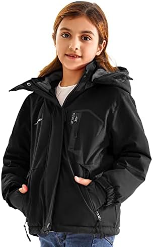 FARVALUE Girls Waterproof Skiing Jacket with Removable Hood