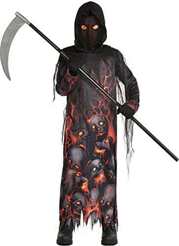Amscan Lava Reaper Costume for Kids Spooky Black Red Design