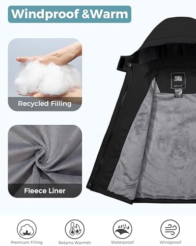 ZSHOW Girls Waterproof Ski Jacket Winter Parka Quilted Lining
