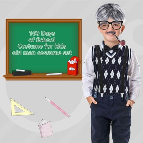 10-Piece 100th Day Grandpa Costume for Kids
