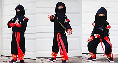 ReliBeauty Kids Ninja Costume Black Red 1
