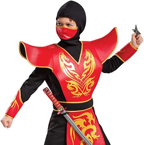 Kids Red Ninja Costume with Plastic Sword and Throwing Star