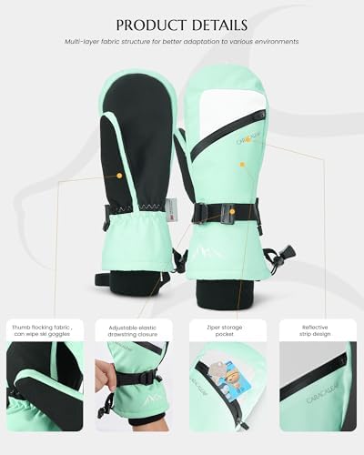 Caracaleap Warm Winter Ski Gloves for Men and Women - Waterproof and Durable