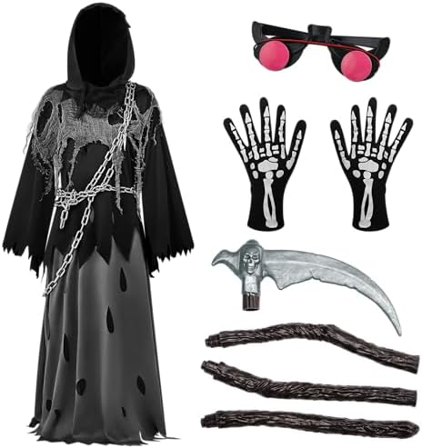 Glowing Eyes Grim Reaper Costume for Boys Halloween