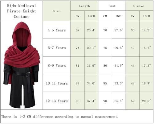TOKYO REVENGERS Kids Pirate LARP Medianeval Renaissance Knight Costume Set