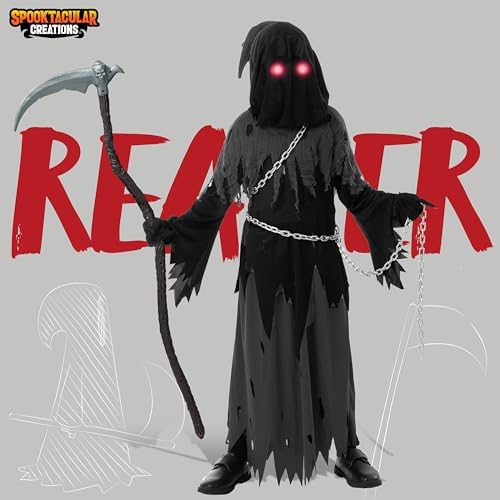 Glowing Eyes Grim Reaper Costume for Boys Halloween