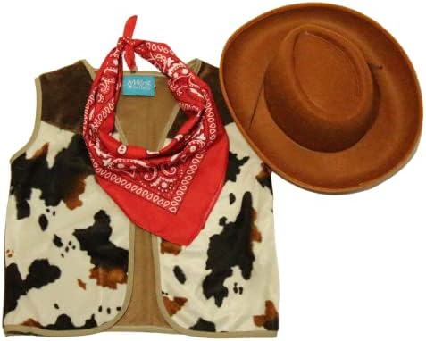 Kids Western Rodeo Costume Set for Boys Girls - Vest Hat Bandanna