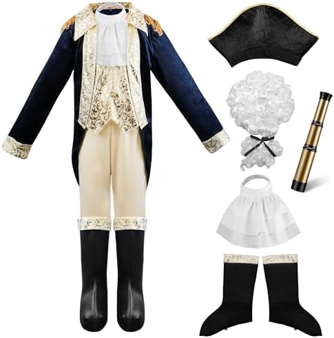 IKALI Kids George Washington Costume with Wig and Hat Accessories