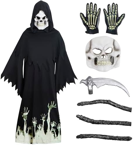 Glow-in-the-Dark Grim Reaper Costume for Boys