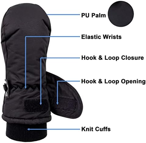 SimpliKids Kids Ski Mittens Waterproof Insulated Warm Gloves