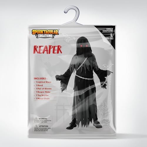 Glowing Eyes Grim Reaper Costume for Boys Halloween