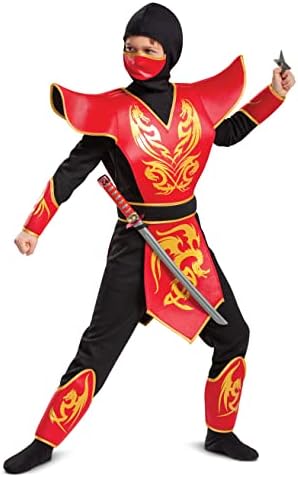 Kids Red Ninja Costume with Plastic Sword and Throwing Star