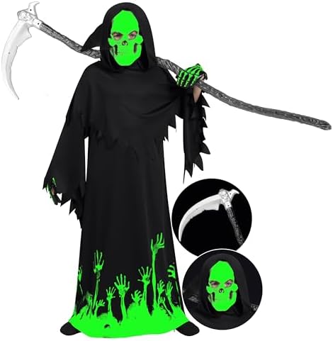 Glow-in-the-Dark Grim Reaper Costume for Boys