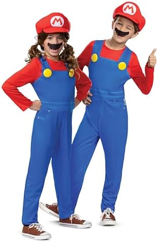 official Super Mario costume for boys with hat and mustache