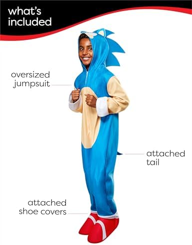 Rubies Boys Sonic Jumpsuit Costume for Halloween and Themed Parties