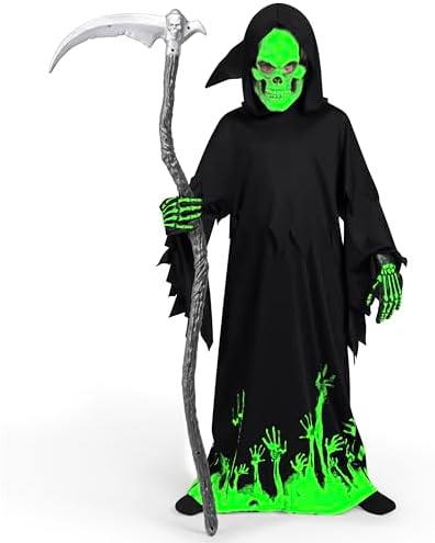 Glow-in-the-Dark Grim Reaper Costume for Boys