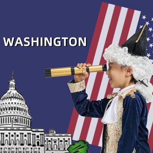 IKALI Kids George Washington Costume with Wig and Hat Accessories