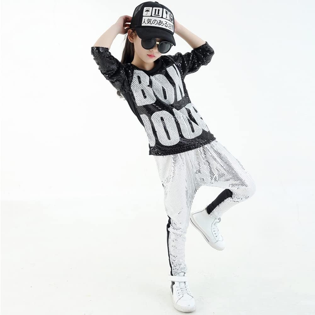 LOLANTA Kids Dance Costumes Boys Girls 80s 90s Sequin Outfits