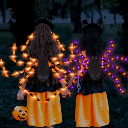 Halloween Spider Costume for Adults with Orange Lights Unique Party Accessories