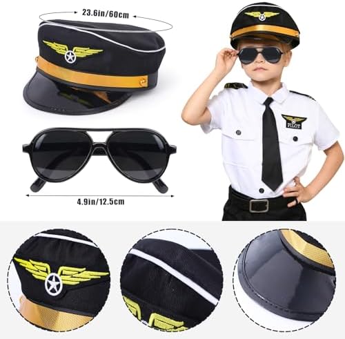 Tacobear Kids Pilot Costume Set Halloween Captain America Costume Accessories