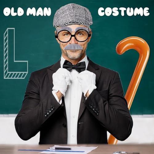 6-Piece Old Gentleman Costume Halloween Grandpa Dressing Up for KidsBoys