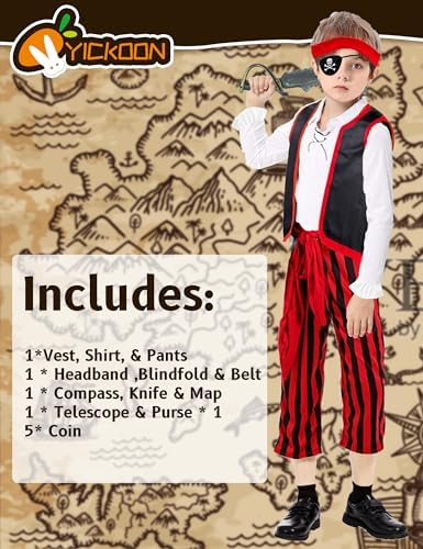 Pirate Kids Costume Boys Pirate Outfit Halloween Party Set