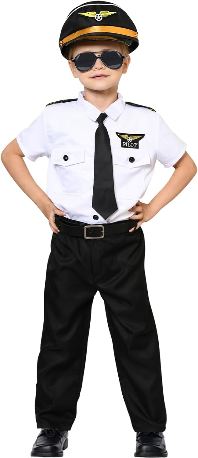 Tacobear Kids Pilot Costume Set Halloween Captain America Costume Accessories