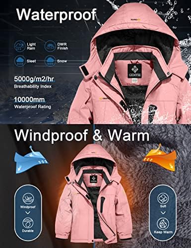 GEMYSE Girls Durable Windproof Ski Jacket