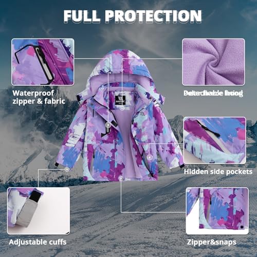 Simplee Kids Gender-Appropriate waterproof ski snow jacket for girls
