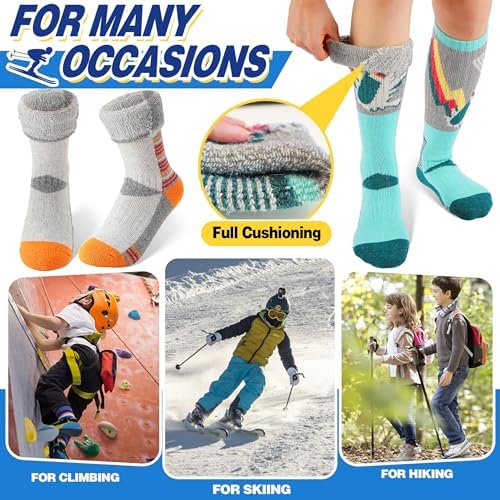 Yay ANTSANG 3 Pairs Kids Merino Wool Ski Socks for Skiing Snowboarding