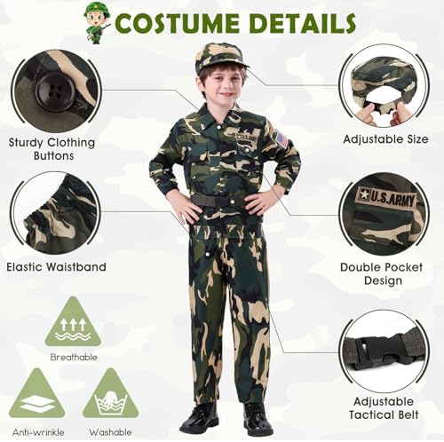 14-Piece Army Costume Set for Kids with Accessories
