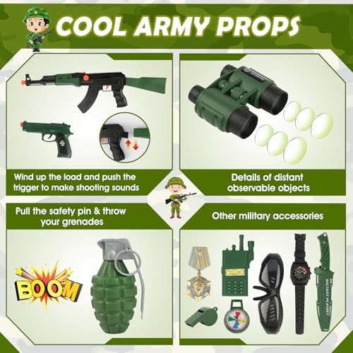 14-Piece Army Costume Set for Kids with Accessories