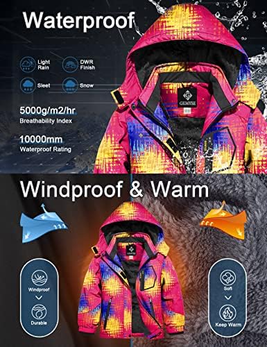 GEMYSE Girls Winter Waterproof Ski Snow Jacket
