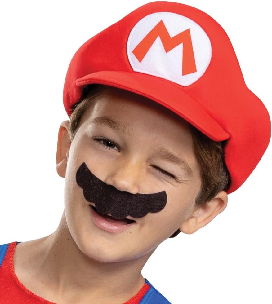 official Super Mario costume for boys with hat and mustache