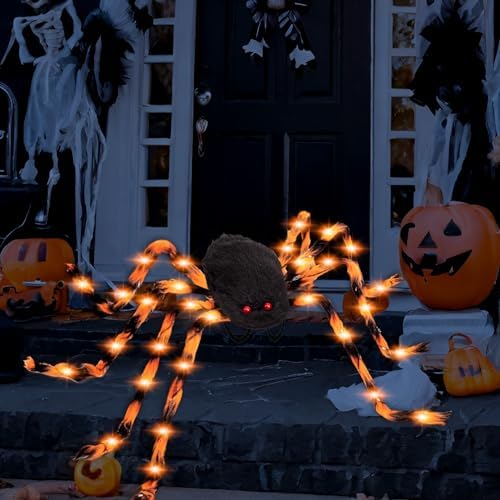 Halloween Spider Costume for Adults with Orange Lights Unique Party Accessories