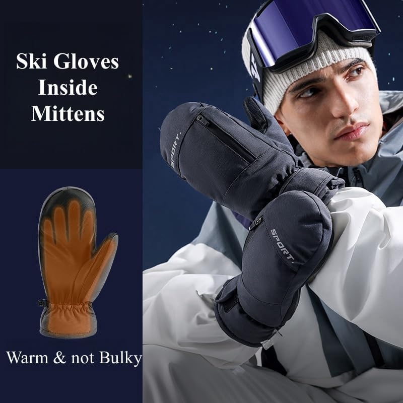 JJZS Waterproof Ski Mitten for Winter