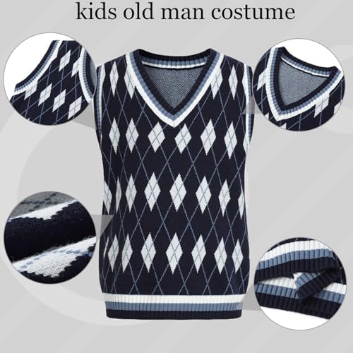 10-Piece 100th Day Grandpa Costume for Kids