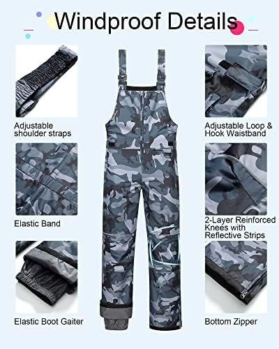 CREATMO US Boys Snow Bibs