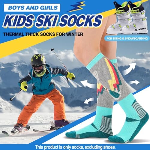 Yay ANTSANG 3 Pairs Kids Merino Wool Ski Socks for Skiing Snowboarding