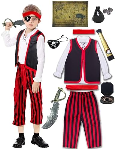Pirate Kids Costume Boys Pirate Outfit Halloween Party Set