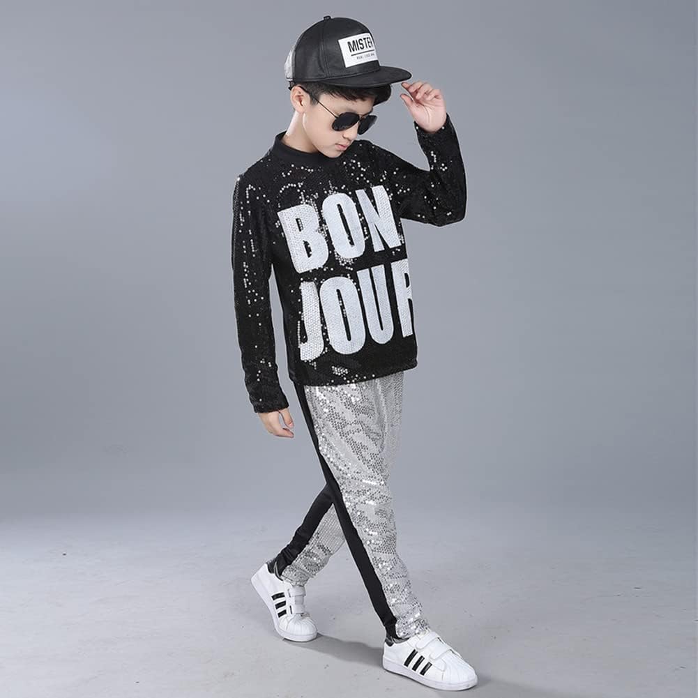 LOLANTA Kids Dance Costumes Boys Girls 80s 90s Sequin Outfits