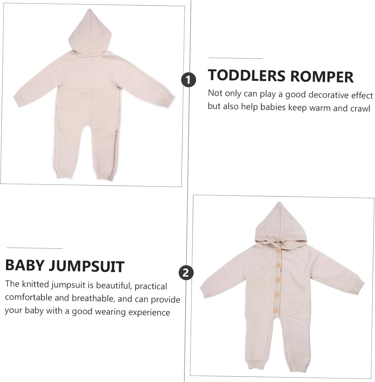 Newborn Baby Boy Romper Long Sleeve Jumpsuit with Hat
