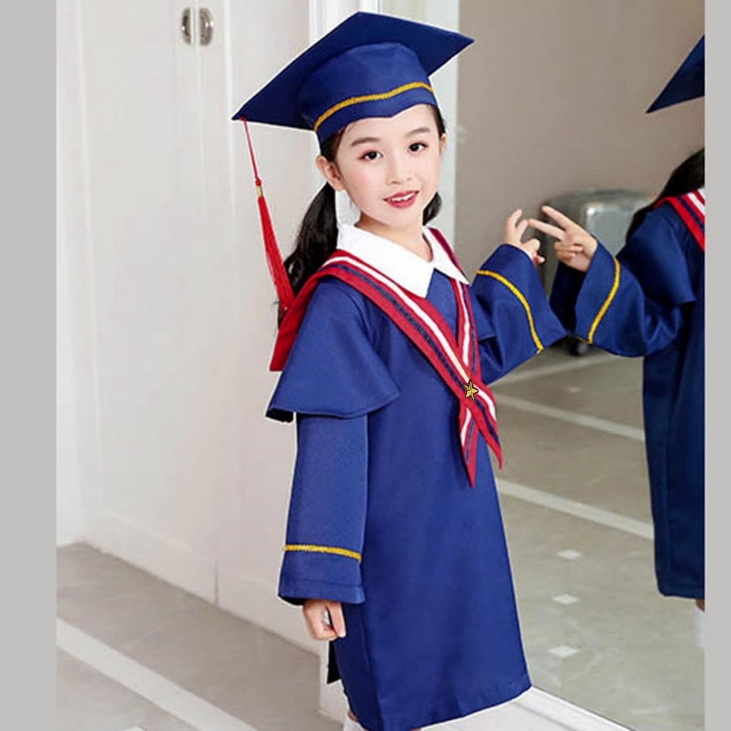 Preschool Kindergarten Graduation Gown Cap Set with Tassel Sash