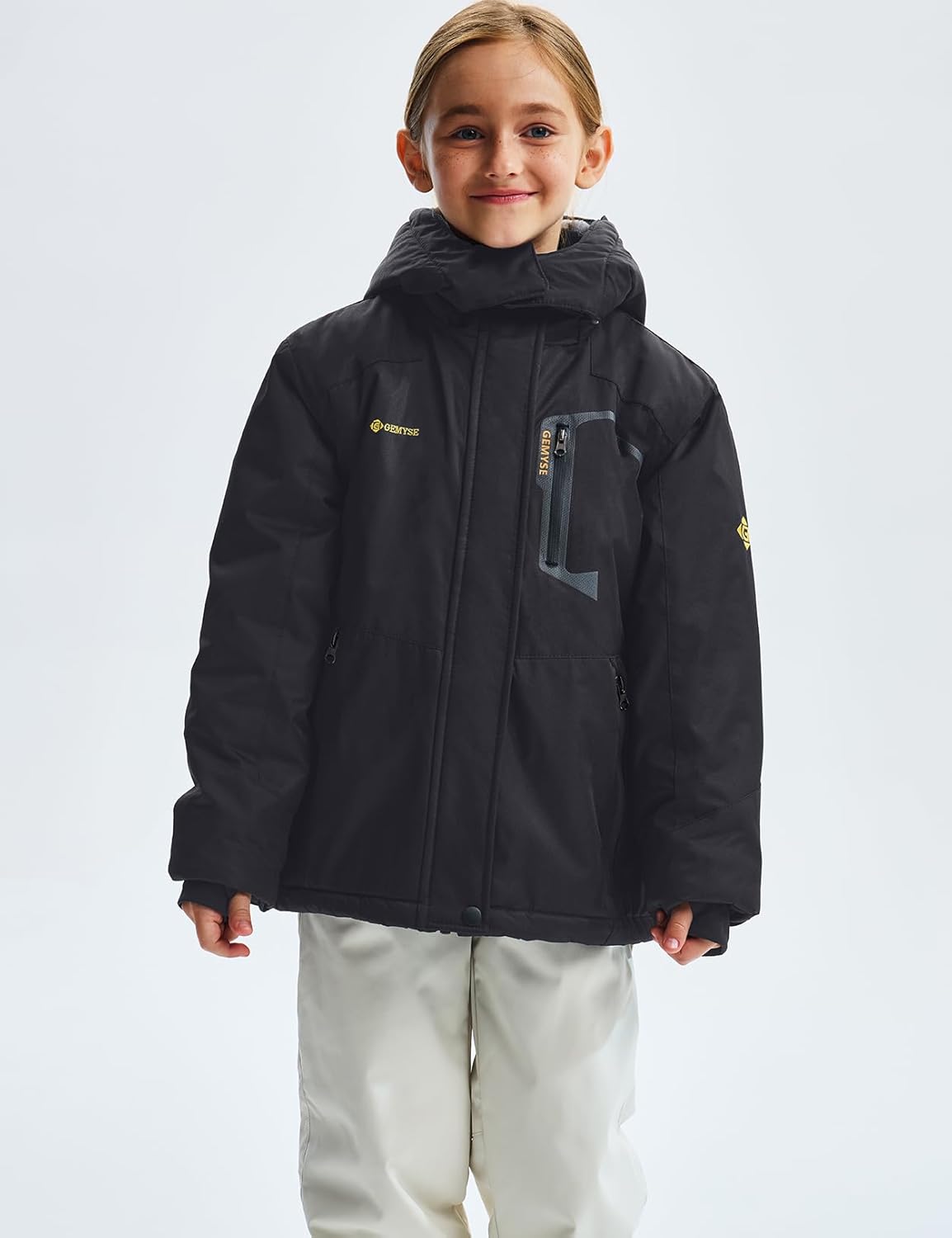 GEMYSE Girls Waterproof Ski Snow Jacket Fleece Windproof Winter Jacket with Hood